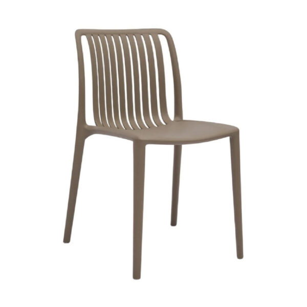 Womu Outdoor Side Chair Set of 4, Brown Finish, Open Slatted Backrest