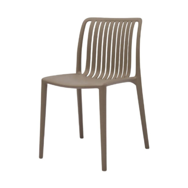 Womu Outdoor Side Chair Set of 4, Brown Finish, Open Slatted Backrest