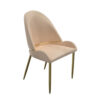 Mior Dining Chair Set of 2, Champagne Faux Leather, Gold Metal Accents