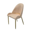 Mior Dining Chair Set of 2, Champagne Faux Leather, Gold Metal Accents