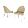 15022026699255dda9be3.jpeg Mior Dining Chair Set of 2, Taupe Faux Leather, Gold Metal Accents