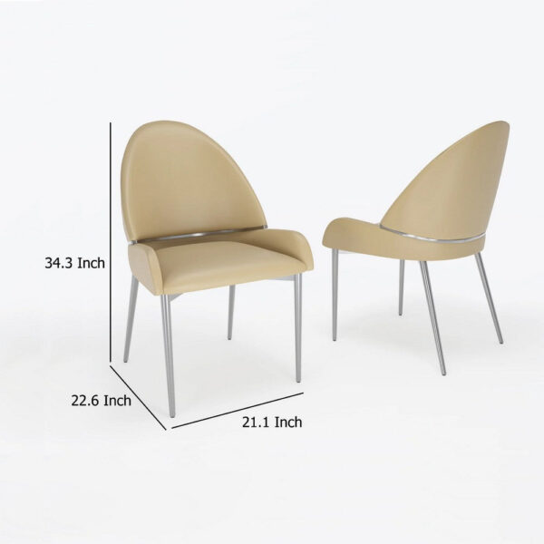 15022026699255e270025.jpeg Mior Dining Chair Set of 2, Taupe Faux Leather, Gold Metal Accents