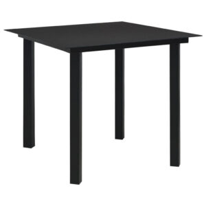 Zimo Indoor/Outdoor Dining Table, Black Steel Block Legs, 32 Inch