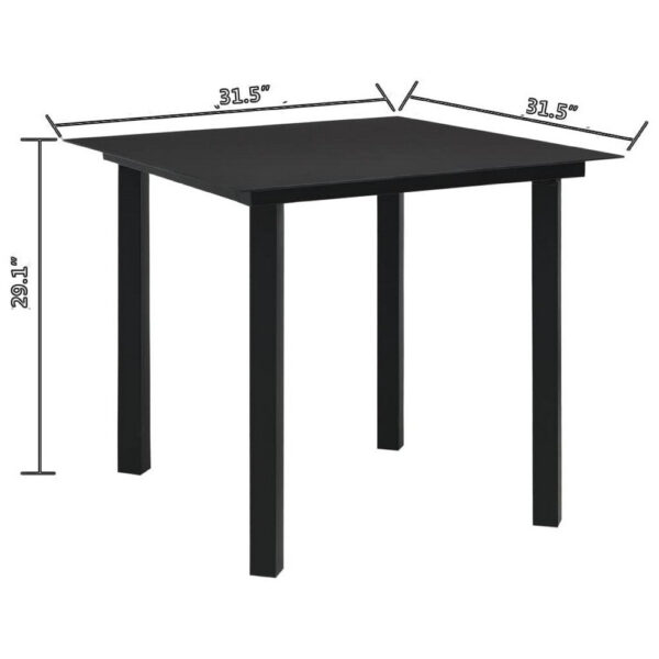 Zimo Indoor/Outdoor Dining Table, Black Steel Block Legs, 32 Inch
