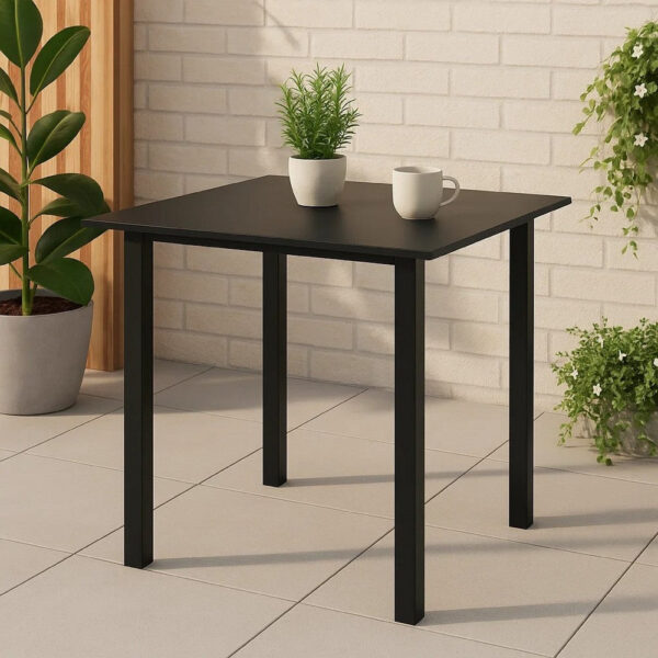 Zimo Indoor/Outdoor Dining Table, Black Steel Block Legs, 32 Inch