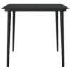 Outdoor Dining Table, 32 Inch Square Glass Top, Black Metal Legs
