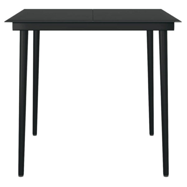 Outdoor Dining Table, 32 Inch Square Glass Top, Black Metal Legs