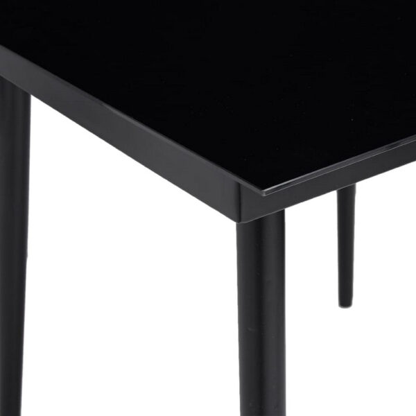 Outdoor Dining Table, 32 Inch Square Glass Top, Black Metal Legs