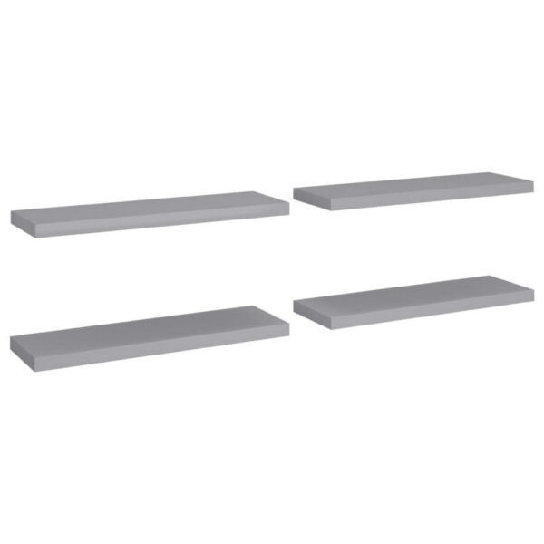 160220266992cf6bbdc5d.jpeg Zyno Wall Shelf Set of 4, Matte Gray MDF Body, Modern Design 32 Inch