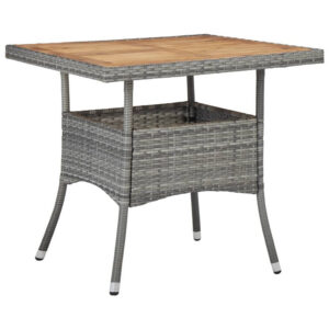 160220266992cf9c39e16.jpeg Biwo Outdoor Dining Table, Gray Wicker Rattan, 32 Inch Brown Wood Top