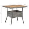 Biwo Outdoor Dining Table, Gray Wicker Rattan, 32 Inch Brown Wood Top