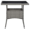 Biwo Outdoor Dining Table, Gray Wicker Rattan, 32 Inch Black Tempered Glass