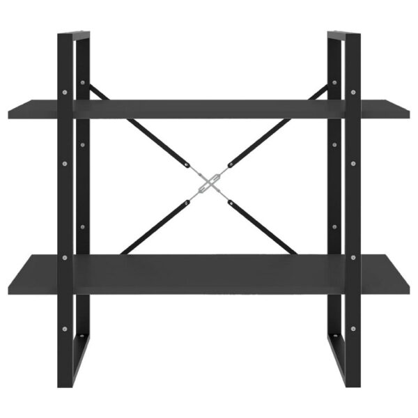 Viwo Bookshelf, 2 Gray Shelves, Modern Black Design 32 Inch