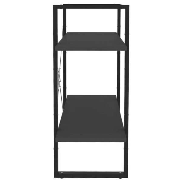 Viwo Bookshelf, 2 Gray Shelves, Modern Black Design 32 Inch