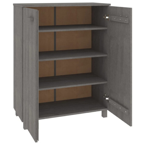 160220266992d009acf2d.jpeg Shoe Cabinet, Gray Solid Pine Wood w Block Legs, 4 Shelves, 43 Inch