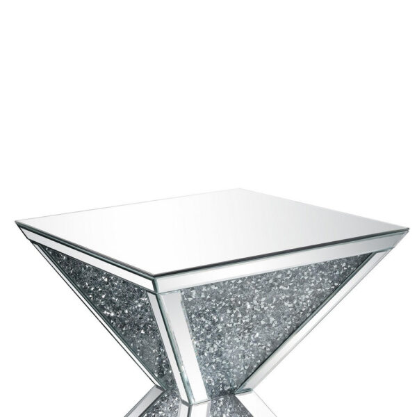 24022026699dc851f305d.jpeg Sparkling End Table with Faux Diamonds Inlay , Silver and Clear