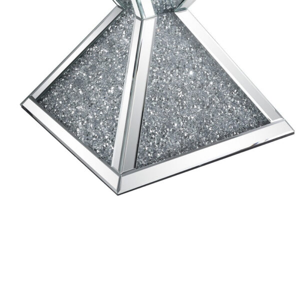 24022026699dc85370b5e.jpeg Sparkling End Table with Faux Diamonds Inlay , Silver and Clear