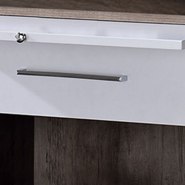 Wooden Accent Table with Open Storage and Pull Out Tray, Brown and White