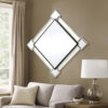 Diamond Shaped Beveled Accent Wall Mirror with Mirror Inserts, Silver
