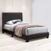 24022026699ddaeb40073.jpeg Transitional Style Leatherette Full Bed with Padded Headboard, Dark Brown