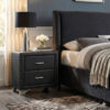 Cale 26 Inch Modern Glam Wood Nightstand, Nailhead, Gray Velvet Upholstered