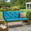 Claire Outdoor Cushion for Bench, 59 Inch Button Tufted Blue Fabric