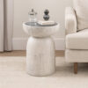 Elyana Accent Table, Sculpted Natural Gray Cement, Round 14 Inch Top
