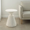 Uane Accent Table, Sculpted Natural White Cement, Round 16 Inch Top