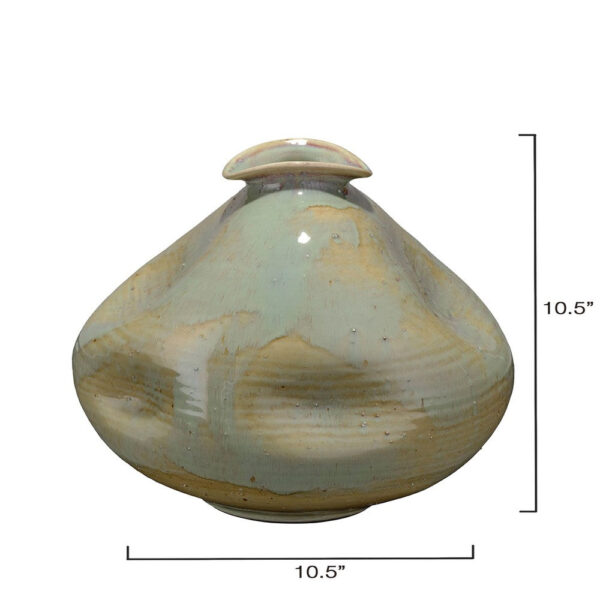 25022026699e498c9534d.jpeg Noah Decorative Vase, Irregular Tall Shape Glossy Blue Ceramic 11 Inch