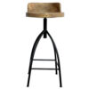 Pia 32-35 Extra Tall Adjustable Barstool, Set of 2, Natural Brown Mango Wood Seat, Black Iron Frame