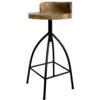 Pia 32-35 Extra Tall Adjustable Barstool, Set of 2, Natural Brown Mango Wood Seat, Black Iron Frame