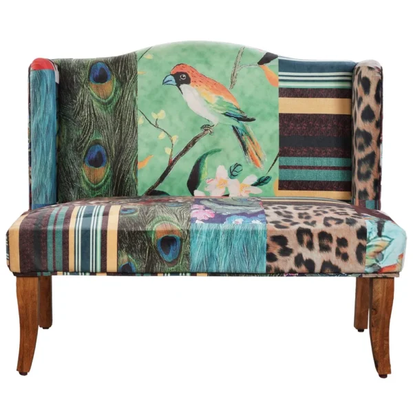 ABH-32342-BIRD Vesta Bird Collage Print Settee, Multicolor