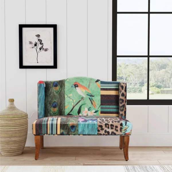 ABH-32342-BIRD_10 Vesta Bird Collage Print Settee, Multicolor