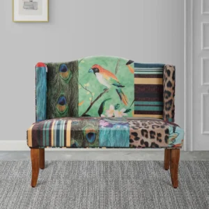 Vesta Bird Collage Print Settee, Multicolor