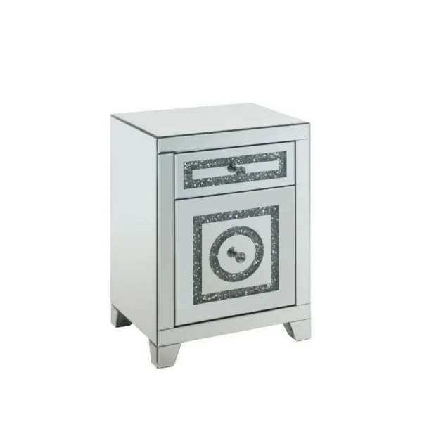 BM000208 Accent Table with 2 Storage Drawers and Safety Top Feature, White
