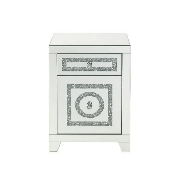 BM000208_1 Accent Table with 2 Storage Drawers and Safety Top Feature, White