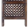 BM01876_2 Decorative Four Panel Mango Wood Hinged Room Divider with Circular Cutout Design, Brown