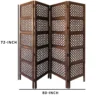 BM01876_4 Decorative Four Panel Mango Wood Hinged Room Divider with Circular Cutout Design, Brown