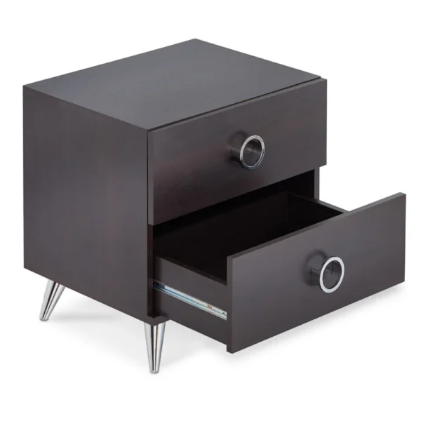 BM154630_2 Rectangular Wood & Metal Nightstand By Elms, Brown & Chrome