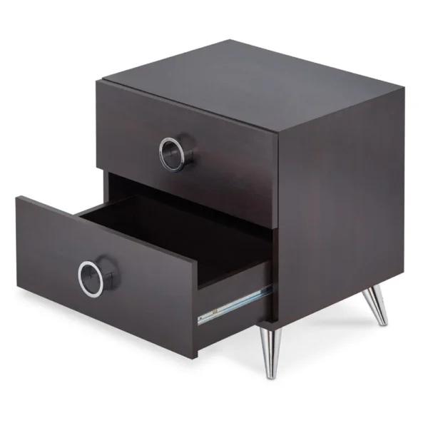 BM154630_4 Rectangular Wood & Metal Nightstand By Elms, Brown & Chrome