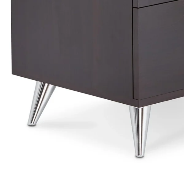 BM154630_6 Rectangular Wood & Metal Nightstand By Elms, Brown & Chrome