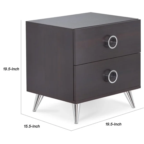 BM154630_8 Rectangular Wood & Metal Nightstand By Elms, Brown & Chrome