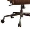 Metal & Top Grain Leather Executive Office Chair, Retro Brown