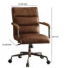 Metal & Top Grain Leather Executive Office Chair, Retro Brown