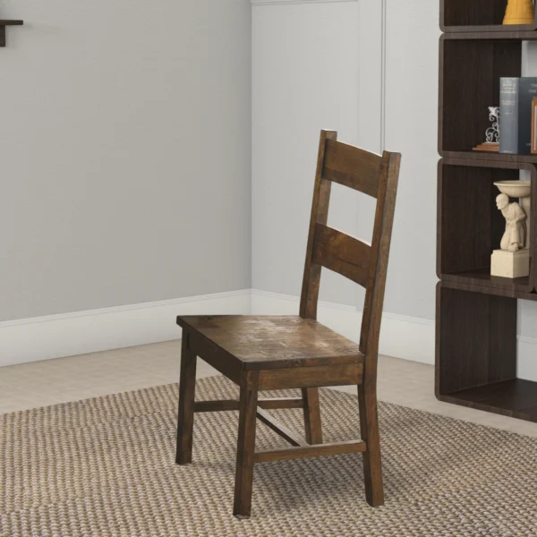 BM168098_5 Chambr Armless Wooden Dining Side Chair, Rustic Golden Brown, Set of 2