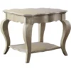 Wooden End Table with Lower Shelf in Antique Taupe Silver Finish