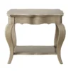 Wooden End Table with Lower Shelf in Antique Taupe Silver Finish