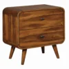 Wooden Nightstand with 2 Drawers, Dark Walnut Brown