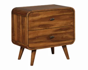 Wooden Nightstand with 2 Drawers, Dark Walnut Brown