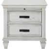 BM182751_1 Wooden Nightstand with 2 Drawers & 1 Pull Out Tray, White